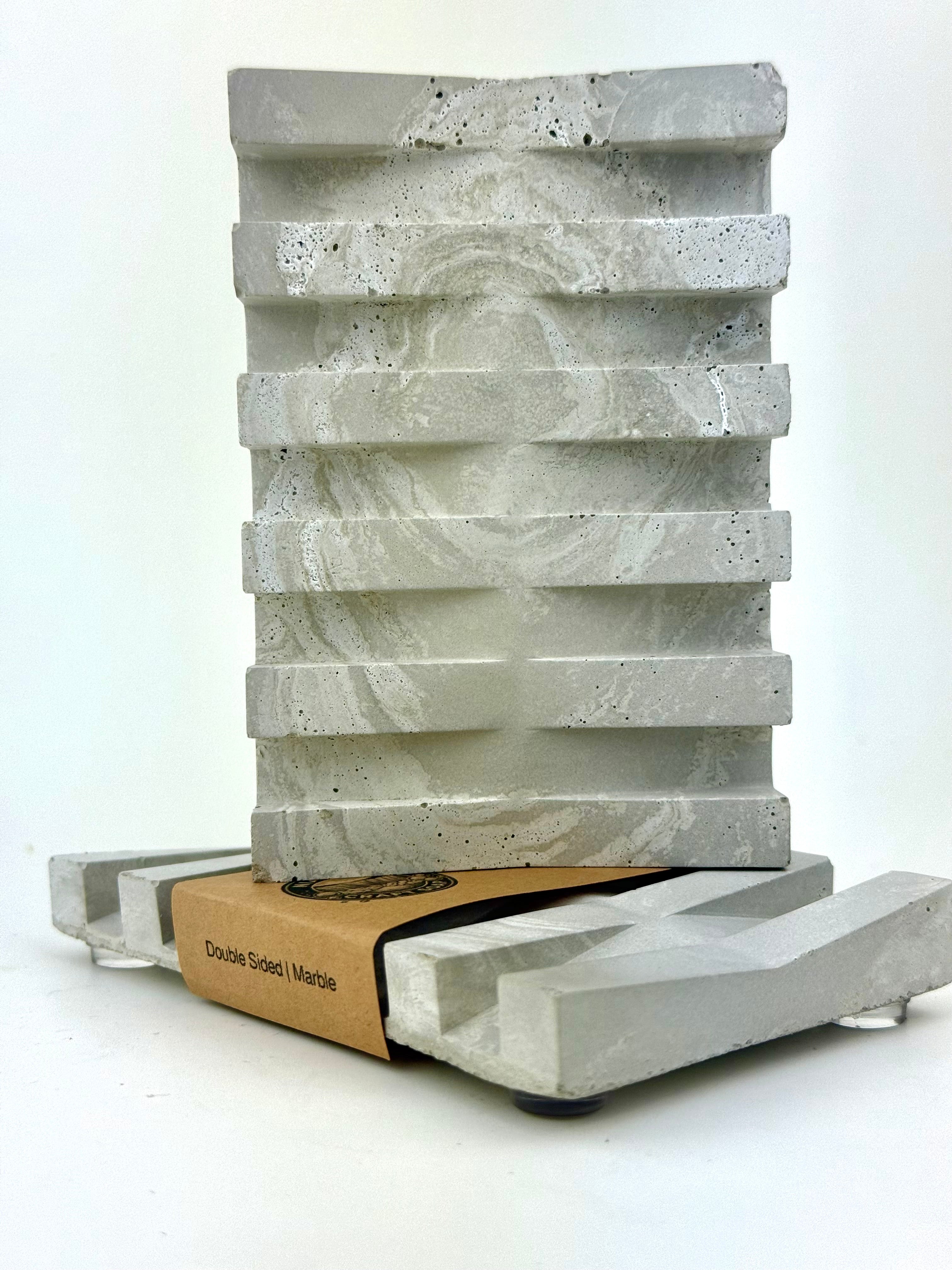 Porte-savon en béton – Double face | Marbré ou gris