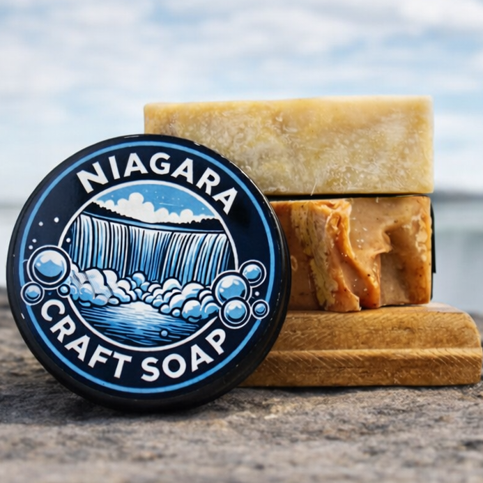 Niagara Craft Soap with a scenic background