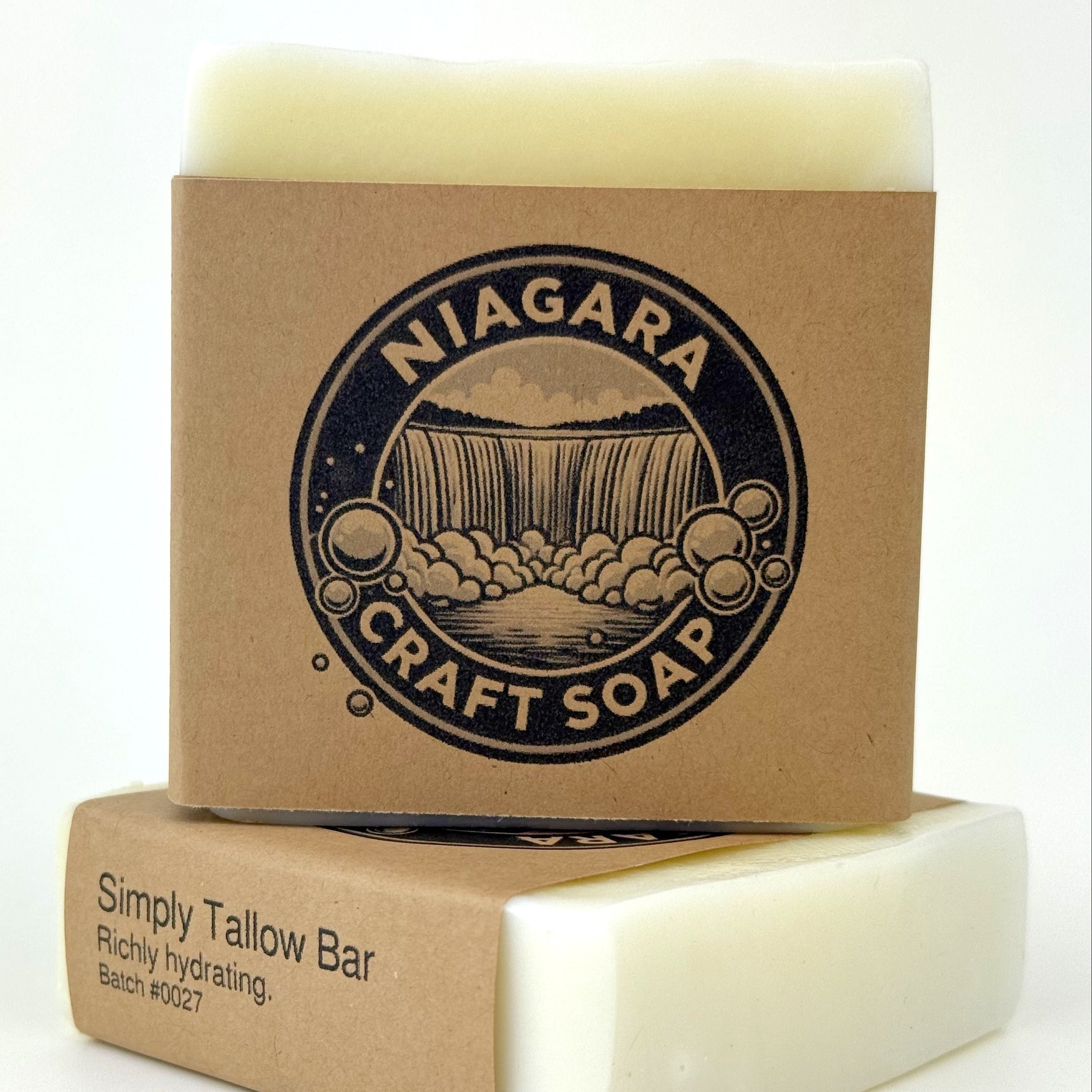 Bar of soap with a cardboard packaging featuring 'Niagara Soap' branding on a white background.